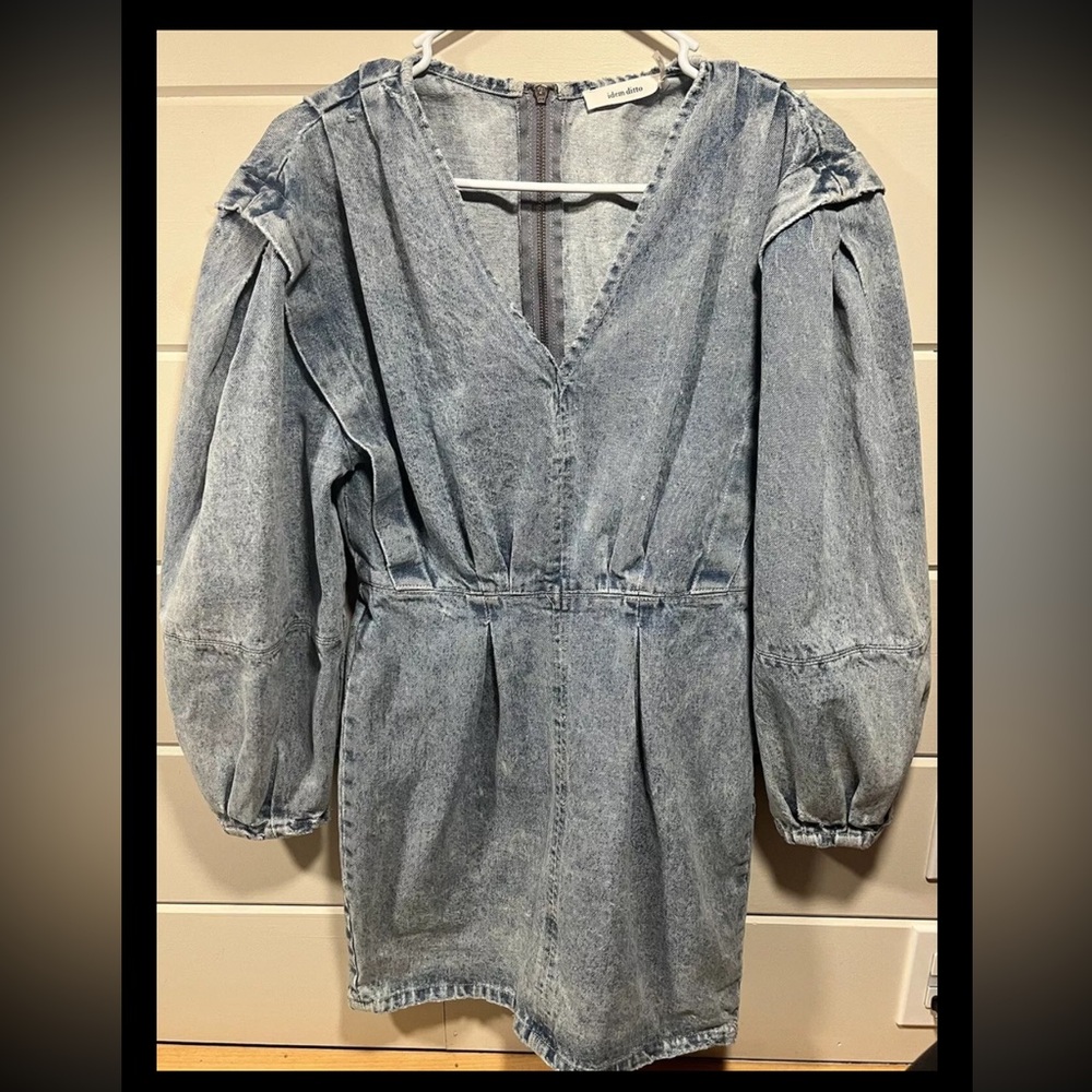 Idem Ditto Vintage Style Stone Wash Denim Womens Distressed Dress Size Small
